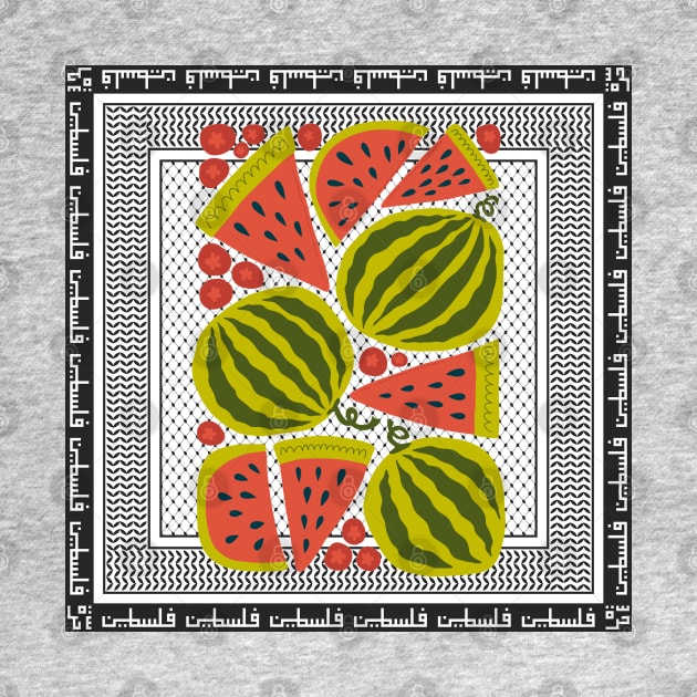 Free Palestine Keffiyeh Watermelon by yaywow